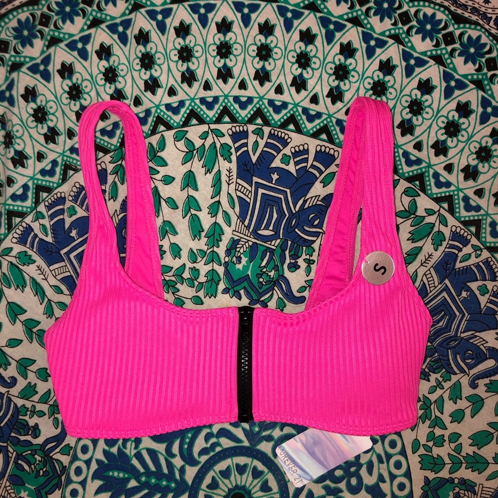 Forever 21 ribbed pink bikini top NWT